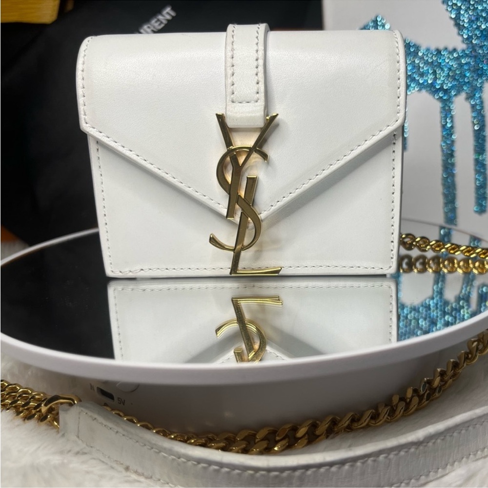 Yves Saint Laurent YSL White Calfskin Monogram Mini Candy Crossbody - Picture 1 of 14